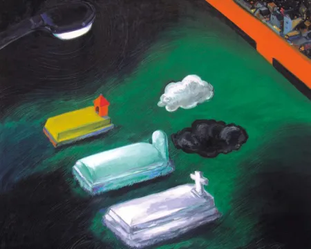 Cut and paste Modern Graveyard by Tathi Premchand - Oil on Canvas