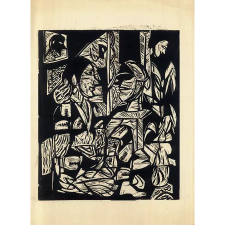 Untitled by K. G. Subramanyan - Linocut