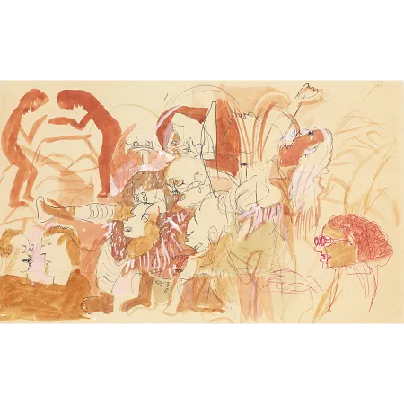 Untitled by K. G. Subramanyan - Ballpoint Pen & Watercolour on Paper