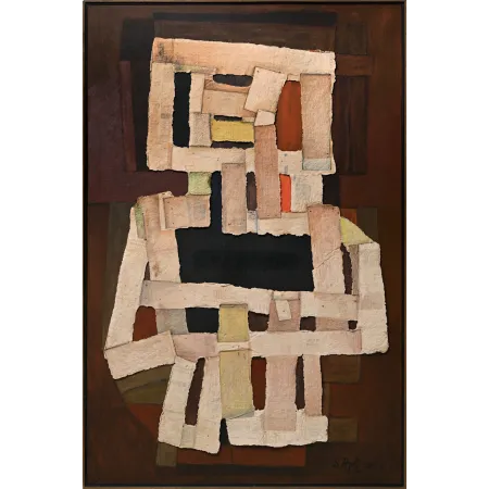 Out of Box - I by Dattatreya Apte - Pulp Cast Mounted on Painted Canvas