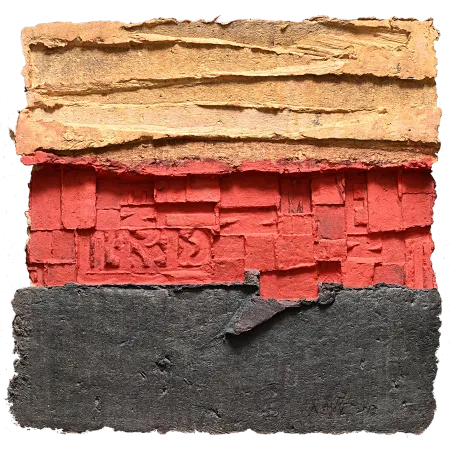 Red Between Yellow and Grey by Dattatreya Apte - Dyed & Hand Coloured Pulp Cast