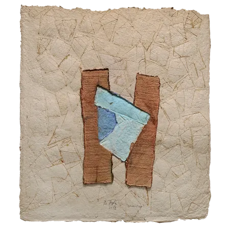 Blue Mop by Dattatreya Apte - Unique Paper & Pulp Cast Collage