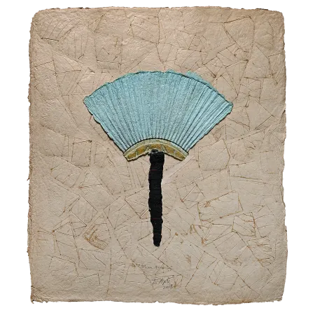 Blue Broom by Dattatreya Apte - Unique Paper & Pulp Cast Collage