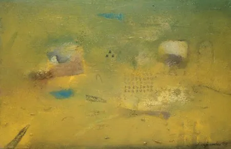 Texting Reminiscence by Samindranath Majumdar - Paper Pulp Mixed With Acrylic on Canvas