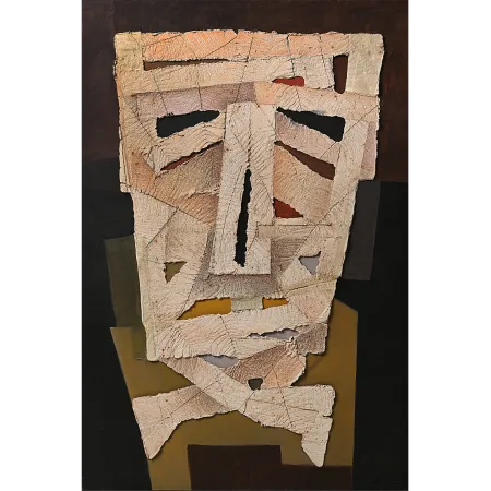 Out of Box - II by Dattatreya Apte - Pulp Cast Mounted on Painted Canvas