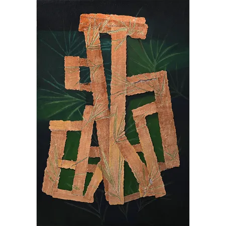 Out of Box - IV by Dattatreya Apte - Pulp Cast Mounted on Painted Canvas