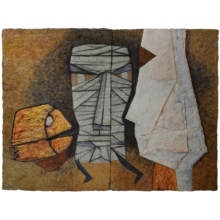 Trapped Between The Crown and The Shark by Dattatreya Apte - Dyed & Hand Coloured Pulp Cast