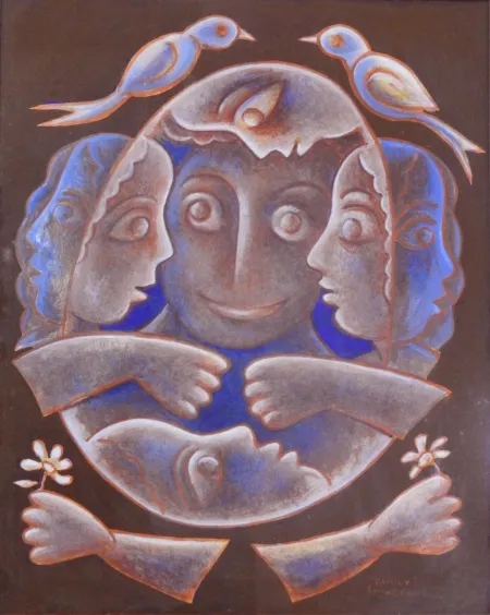 Untitled by Sanat Kar - Tempera on Paper