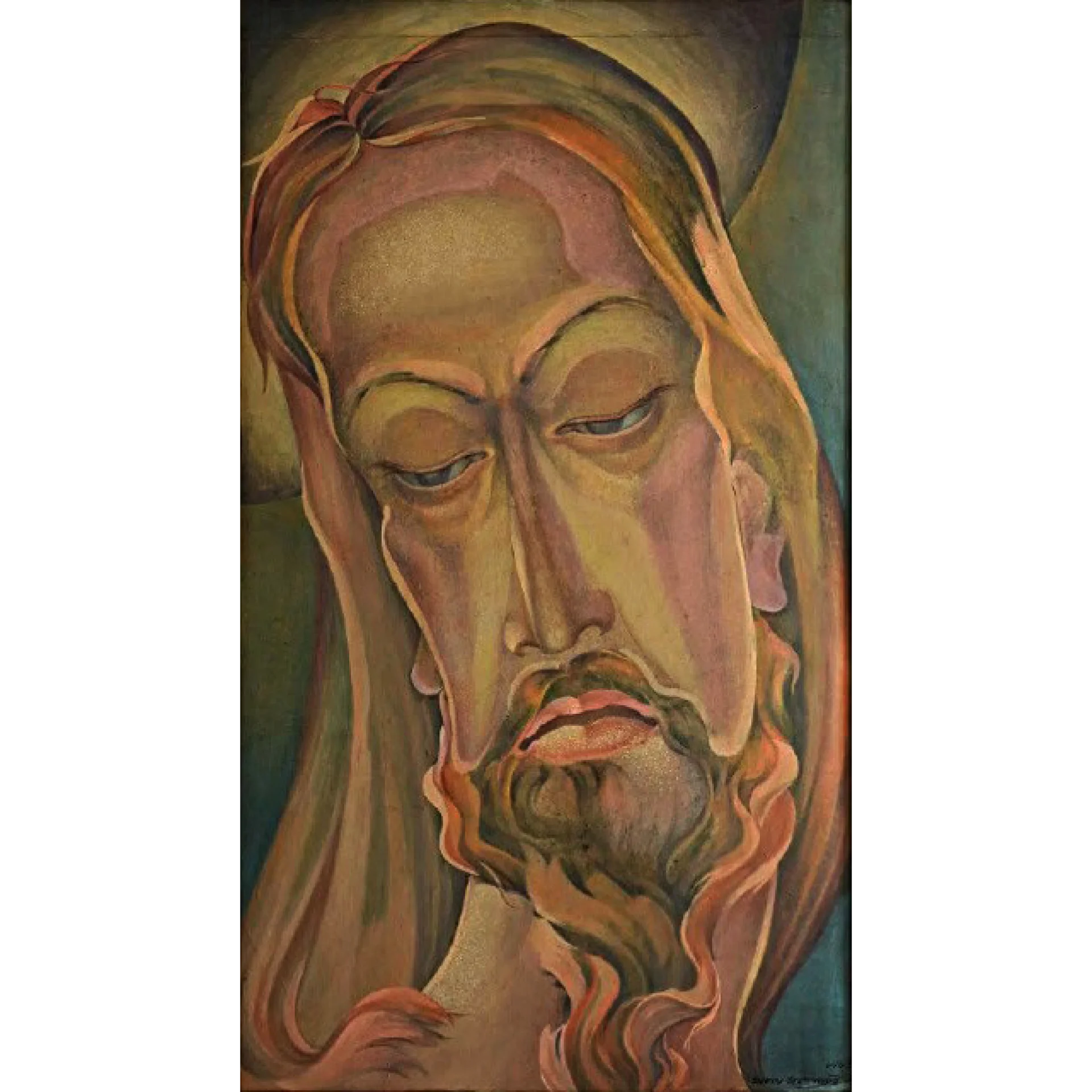 Christ The Contemplator by Amal Nath Chakladar - Tempera on Paper Pasted on Board