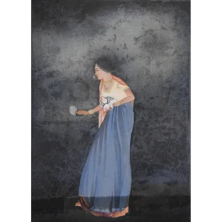 Feast of Lamps by Abanindranath Tagore - Woodcut on Handmade Paper