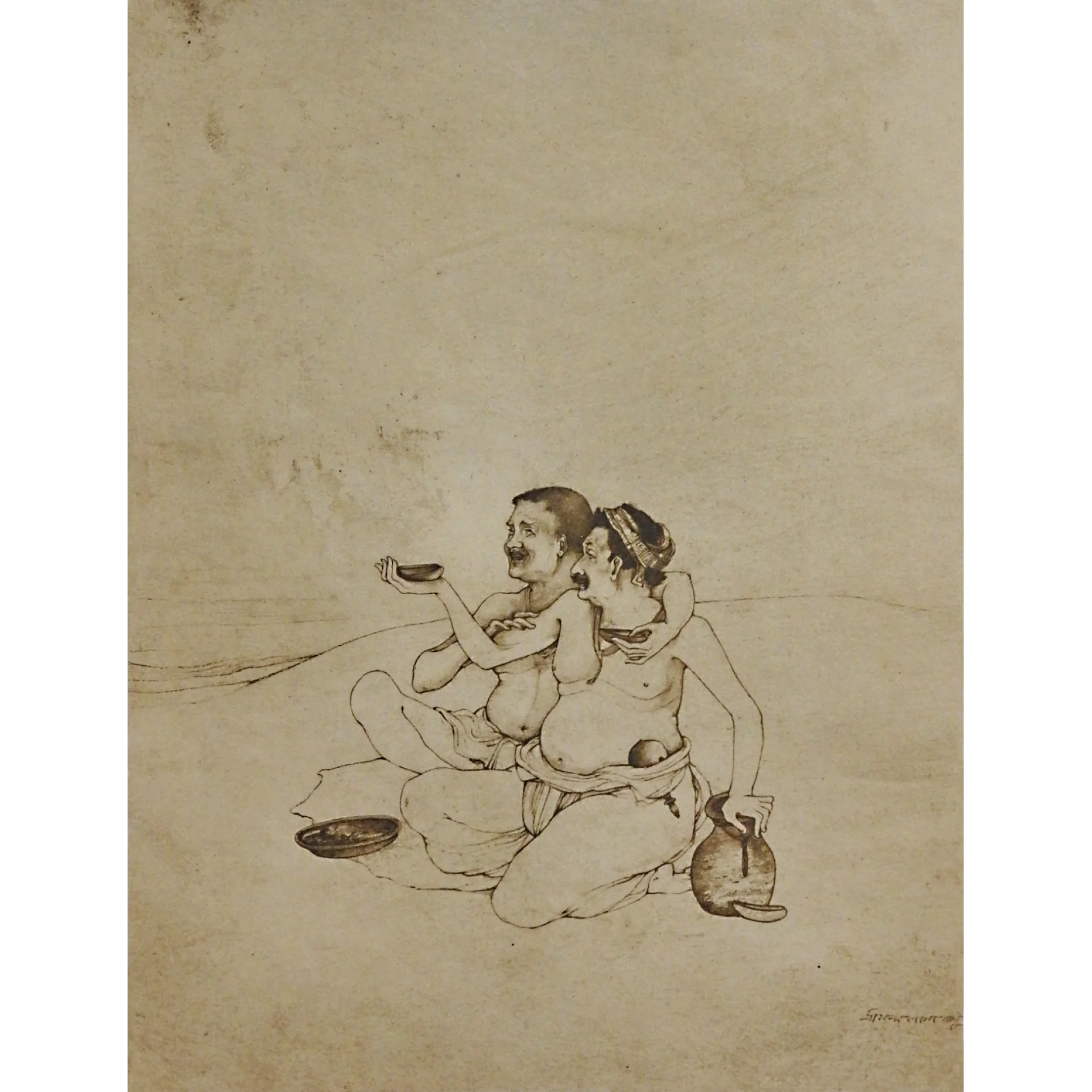 Jagai Madhai by Nandalal Bose - Chromolithograph on Paper
