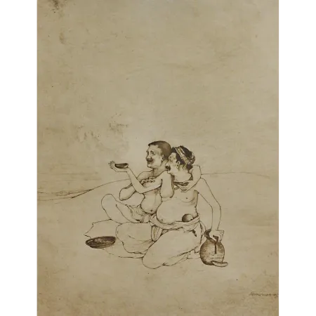 Jagai Madhai by Nandalal Bose - Chromolithograph on Paper
