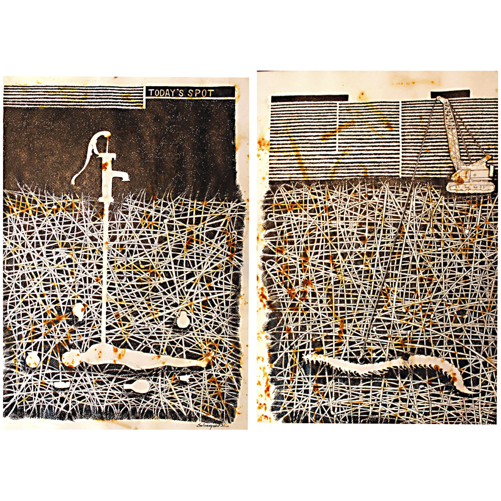 In Search of Antiquity by Shitangshu Mondal - Ink & Rust on Paper
