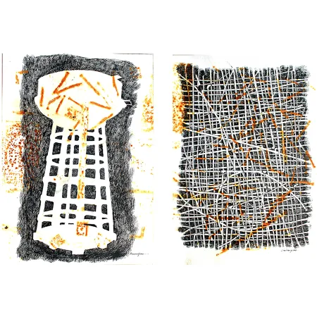 Connecting Level 2 by Shitangshu Mondal - Ink on Rusted Paper