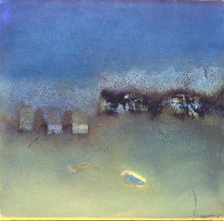 Do Not Think That All This Blue is... by Samindranath Majumdar - Acrylic on Canvas