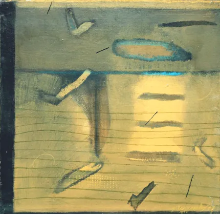 Migration, the past, the solitary self by Samindranath Majumdar - Acrylic on Canvas