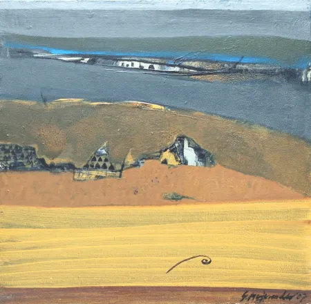 An innocent road in this mystical land by Samindranath Majumdar - Acrylic on Canvas