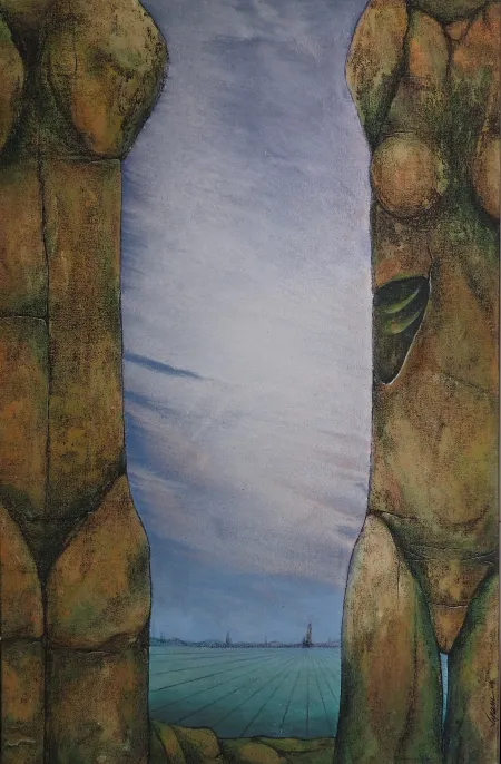 Untitled by Supam Adhikary - Hand made black paint & acrylic on Canvas