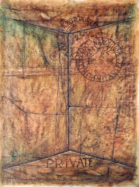 Untitled by Supam Adhikary - Hand made black paint & acrylic on Canvas