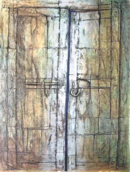 Untitled by Supam Adhikary - Hand made black paint & acrylic on Canvas