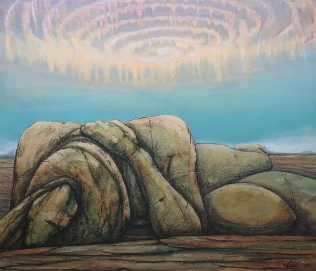 Untitled by Supam Adhikary - Hand made black paint & acrylic on Canvas
