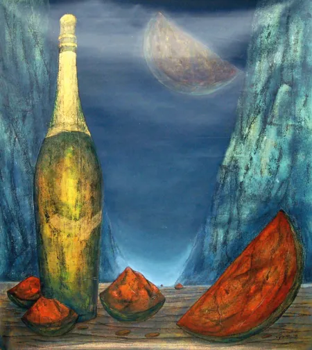 Untitled by Supam Adhikary - Hand made black paint & acrylic on Canvas