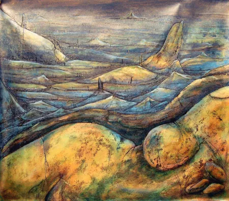 Untitled by Supam Adhikary - Hand made black paint & acrylic on Canvas