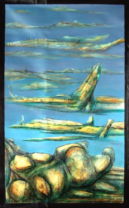 Untitled by Supam Adhikary - Hand made black paint & acrylic on Canvas
