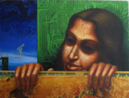Indiffrent look by Dipak Kundu - Acrylic on Canvas
