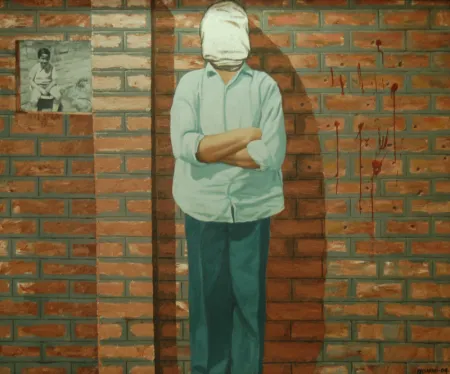 Infront of shooting squad by Rajarshi Biswas - Acrylic on Canvas
