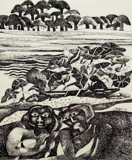 Untitled by Jahar Dasgupta - Drawing, Pen & Ink on Paper