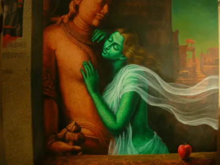 God and nature by Dipak Kundu - Acrylic on Canvas