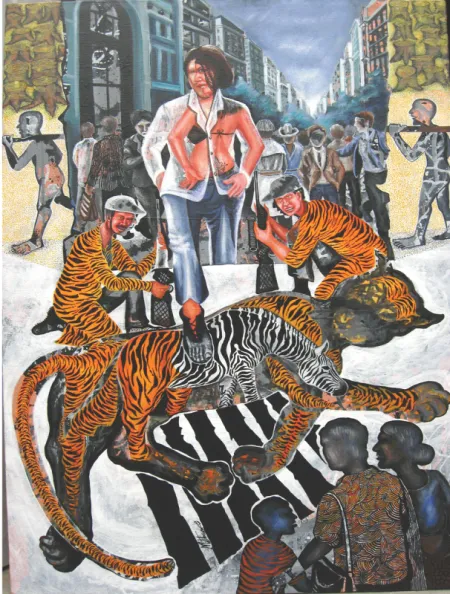 Making of a zebra crossing by Mithun Dasgupta - Acrylic on Canvas
