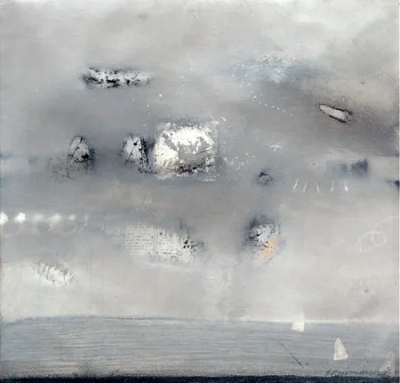 Being & Nothingness by Samindranath Majumdar - Acrylic & Silver Foil on Canvas