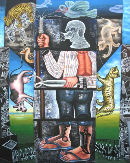 Between the Concentration camps by Mithun Dasgupta - Acrylic on Canvas