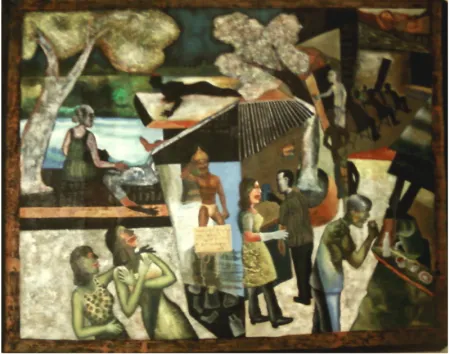 Cinema In & Out by Mithun Dasgupta - Acrylic on Canvas