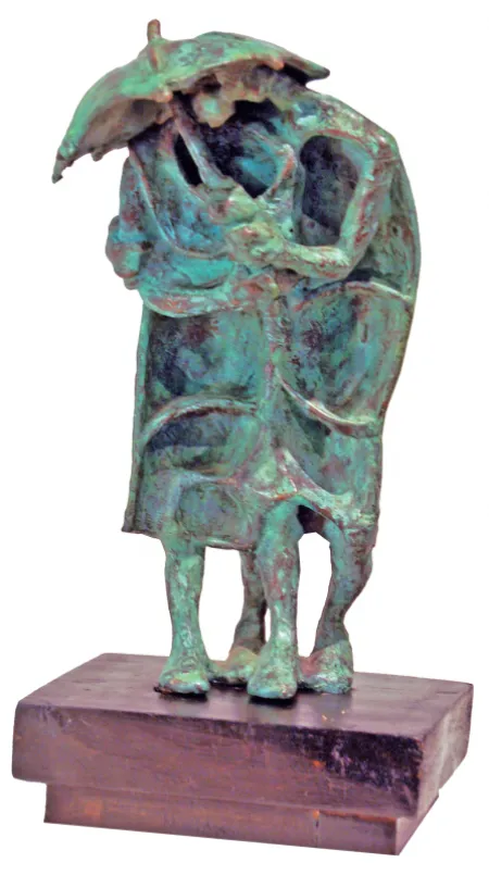 Romance In The Rain by Asim Basu - Bronze Sculpture