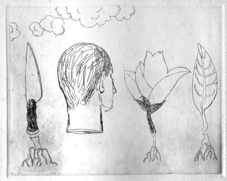 Untitled by Chandra Bhattacharjee - Etching