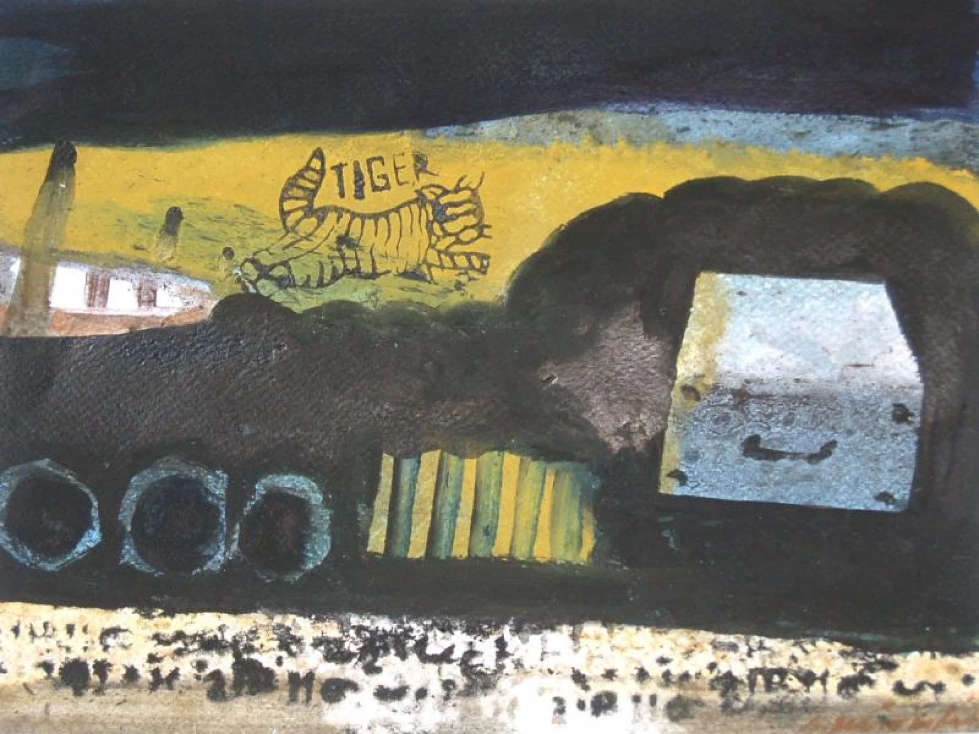 The Tiger and The Treasure by Samindranath Majumdar - Water color & Ink on Paper