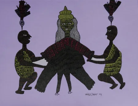 Gond Art by Anil Tekam - Poster Colour & Pen on Paper