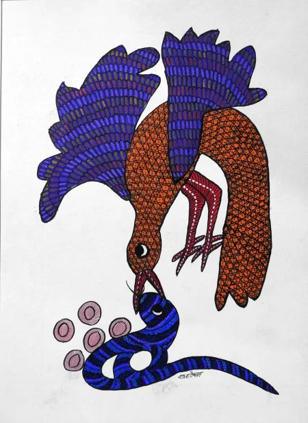 Gond Art by Radha Tekam - Poster Colour & Pen on Paper
