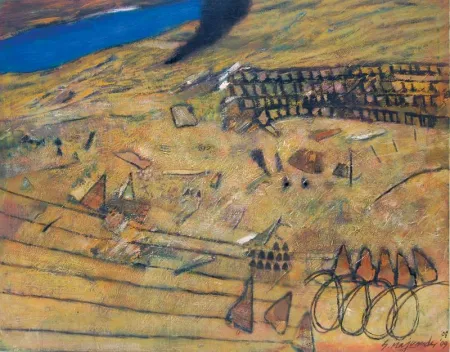 Sentenced Land by Samindranath Majumdar - Acrylic on Canvas