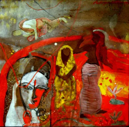 Untitled by Rokeya Sultana - Tempera on Paper pasted on Board