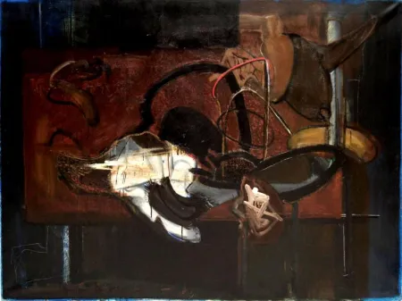 Niye gache tare by Amitava Dhar - Oil on Canvas