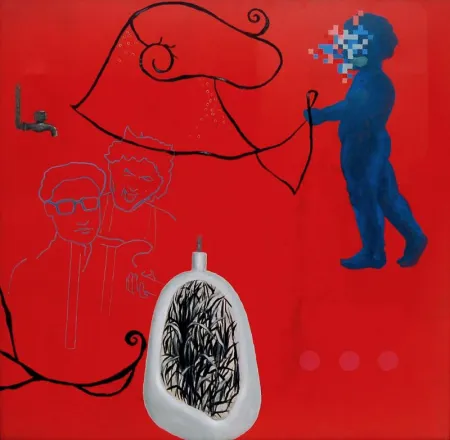 Red - E- Made by Jayanta Roy - Acrylic on Canvas
