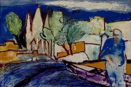 Varanasi by Ramlal Dhar - Acrylic on Canvas