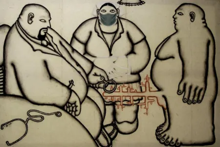 Untitled by Reji Arackal - Charcoal & Dry Pastel on Nepali Paper Pasted on Canvas