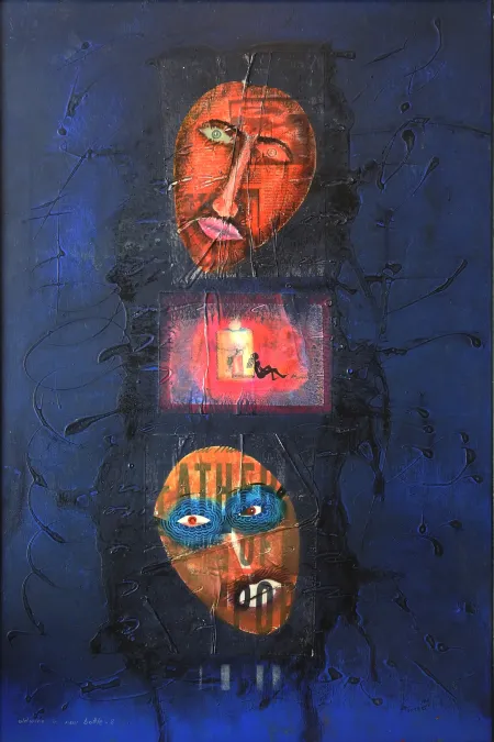 Old Wine in New Bottle by Babu Xavier - Mixed Media on Canvas