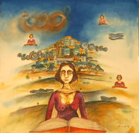 Kitab by Anindya Roy - Mixed Media on Paper