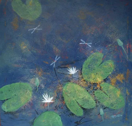 Water Lily by Subrata Sankar Sen - Acrylic on Canvas